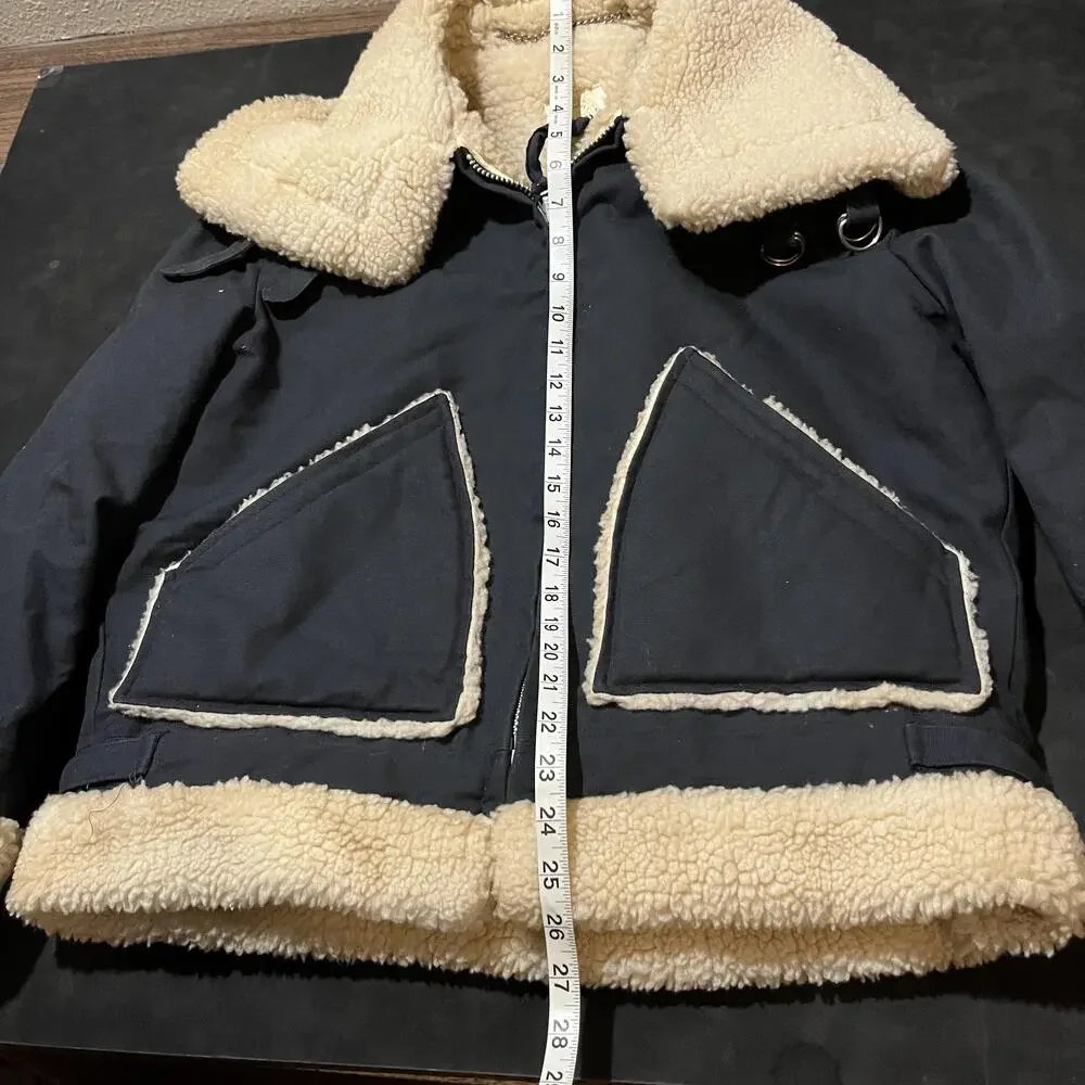 Vintage B-3 Jacket Men Army Bane Sherpa Lined Shearling Collar 1970s Talon Zip